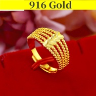 Adjustable Ring Gold 916 Original Singapore Rings for Women Men Korean Style Ring Aesthetic Ring Aesthetic Rings for Men Not Fade Birthday Present Fasion Jewellery