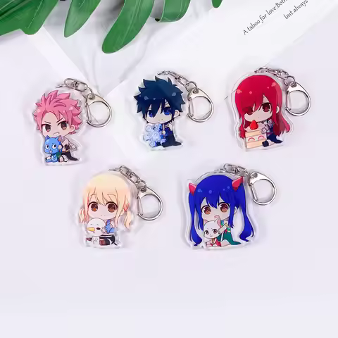 Anime Characters Fairy Tail Acrylic Car Keychain Accessories Cute Bag Charm Backpack Pendant Cartoon