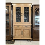 ตู้ไม้วินเทจ ตู้ไม้สัก สูง 210 xก105xล45 cm. ตู้ไม้สักคลาสสิก ชั้นวางของไม้สัก ตู้มีไฟ สีเสี้ยนขาว โชว์ลายไม้ มีประกันส่ง Vintage Teak Wooden Cabinet