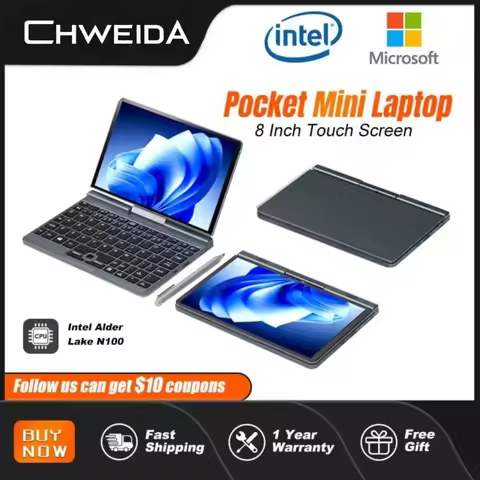 CHWEIDA Mini Laptop 8 Inch Touch Screen Intel Alder Lake N150 12GB DDR5 WiFi 6 2 In 1 Laptop Noteboo
