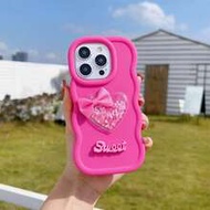 Cute Pink Heart Element Novelty Bowknot Bow Design 3D Ribbon Heart Shaker Novelty Case DIY Macaroon 