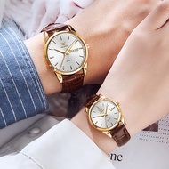 Great experience❁Jam Tangan Couple Original OLEVS Jam Tangan Lelaki Set Couple Kulit Coklat Jam Tang