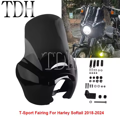 Club Style Front Headlight Fairing w/ Windshield Cover For Harley Softail FXLR FXST FXBBS FXBB Stree