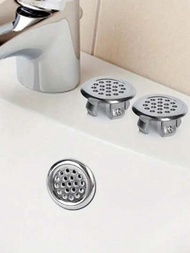 4入組廚房、浴室、浴缸、洗臉盆用塑膠水槽溢流孔蓋,附圓形排水戒指（適用於22-24mm孔徑）
