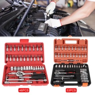 Removal Tools Ratchet Torque Socket Wrench Bar 1/4Inch Drive Socket Set Car Repair Tools 46Pcs 53Pcs