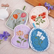 honeybird Cute Thiened Floral Pattern Hand Towel Coral Fleece Hanging Hand Towels Super Absorbent To