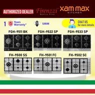Firenzzi FGH-9511 FGH-9522 FGH-9533 FH-9501 / 5 Sabaf Burners / Glass Hob / Stainless Steel Gas Hob