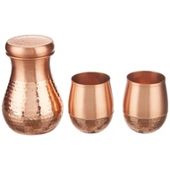 1l &amp; 2 Cup Forging Copper Water Bottle Set Offers Natural Benefits Of Ayurveda