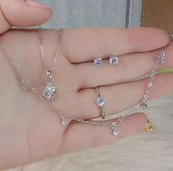 set perhiasan mata satu silver berlapis emas putih anti karat