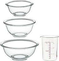 iwaki PS-BO-3B1M AGC Techno Glass, Heat Resistant Glass, Round, Set of 3, Includes Measuring Cups, M