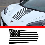 American Flag Style Front Hood Sticker Car Styling Decorate Graphics Decals For Corvette C8 Z51 Z06 