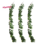 [stennpj1]3 Pack (16.8Ft) Artificial Willow Leaves Vines Twigs- Fake Silk Hanging Willow Plant Green