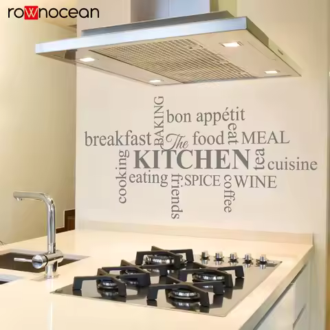 Kitchen wall art word art decor, Kitchen word cloud vinyl sticker kitchen room decoration wallpaper 