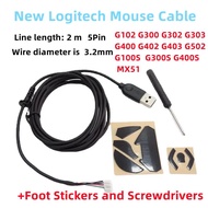 New Mouse USB Cable 2M Suitable For Logitech Mouse Logitech G102 G300 G302 G303 G400 G402 G403 G502 