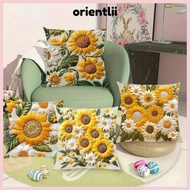 ORIENTLIIY Sunflower Pillowcase, Plush 2D Floral Sofa Cushion , Vintage Fluffy Soft Printed Square B