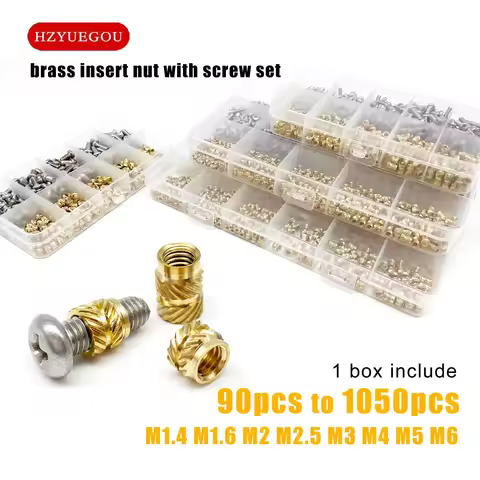 M1.4 M1.6 M2 M2.5 M3 M4 M5M6 Brass Copper Twill Knurled Thread Hot Heat Melt Injection 3D Print Embe