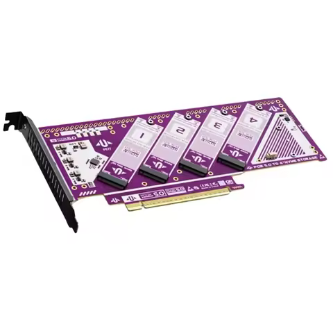 PCIE 5.0 To M.2 Nvme Four-Disk Expansion Card 512Gbps PCIE 5.0 X16 SSD Adapter Card For Win/Macos/Li