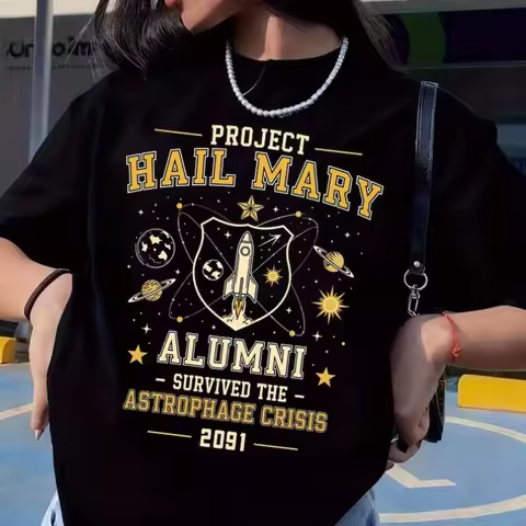 Vintage Collegiate Project Hail Mary Alumni Survived Crisis 2091 Sci Fi Space Rocket Planet Graphic 