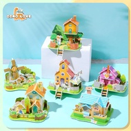 Mini 3D Puzzle House DIY Educational Toys Miniature DIY House Foam Material 3D Jigsaw Villa Puzzle R