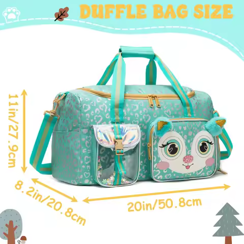 Kids Duffle Bag Girls Travel Bag for Kids Overnight Bag for Girls Dance Bag for Weekender Bag Gym Ba