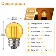E14 E27 Low watt LED Edison Bulb Mini 0.5W 1W 2W G40 C7 C35 T22 LED Filament Bulb Retro Amber 2000K 