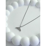 AG SILVER Whale Tail s925 Sterling Silver White Gold Plated Necklace Chain Pendant