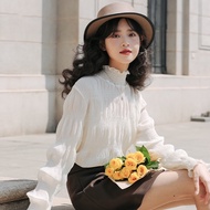 Women's Crop T-shirt Solid Color Half High Collar Korean Version Lace Casual Top
