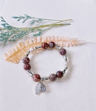 阿拉善瑪瑙彩玉 紫色爆裂阿拉善 珍珠|| 辟邪 淨化 水晶手鍊