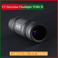 S2 Convoy + UV 365Nm ไฟฉาย LED พร้อมแบตเตอรี่18650ไฟฉาย LED การตรวจจับสารเรืองแสงสำหรับไฟฉายแสง UV ล