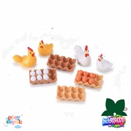 "Doll Decoration - Gauze-Neck Egg Statue Set of 3 Types: Chicken Eggs, Quail Eggs, Duck Eggs"