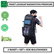 PAKET LENGKAP RAKET PREMIUM + NET MIKASA BADMINTON + KOK PREMIUM