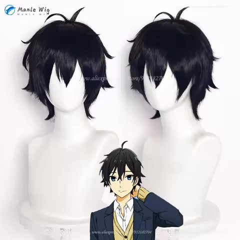 Anime Horimiya Miyamura Izumi Cosplay Wig Short Black Wigs Heat Resistant Synthetic Hair Halloween P