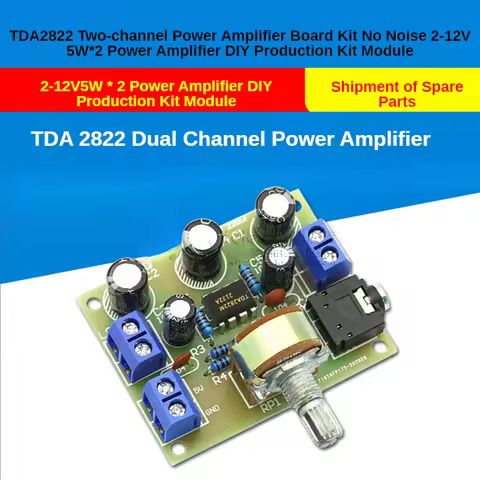 TDA2822 Two-channel Power Amplifier Board Kit No Noise 2-12V 5W*2 Power Amplifier DIY Production Kit