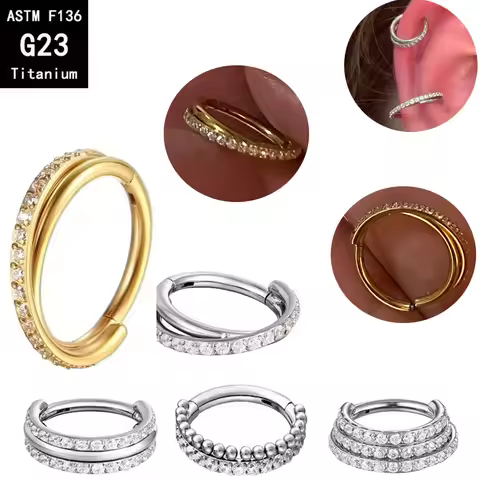 G23 Titanium Hinged Segment Ring Tragus Daith Earring Piercing Jewellery nose ring Cartilage Hoops D