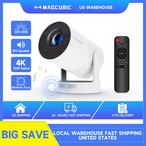 Magcubic HY300 Ultra Portable 4K Projector with Speaker Electronic Focus 300ANSI Outdoor Movie Andro