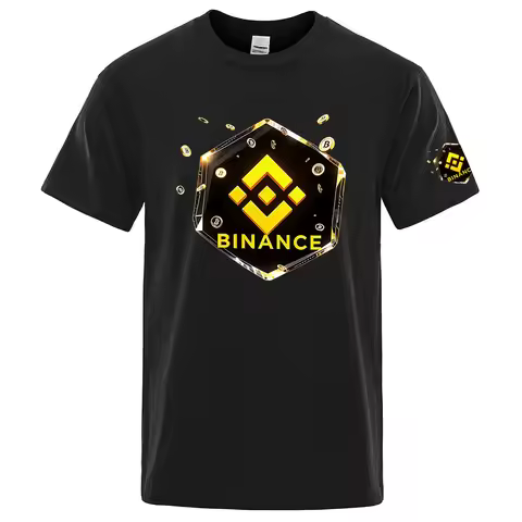 2026 Binance Crypto Logo Print High Quality Oversized Luxury Brand 100% Cotton Print Summer For Men 