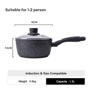 JEETEE Granite Non-stick Sauce Pan Light Weight Baby Cooking Pot with Lid NO PFOA/PTAS/PTFE Suitable