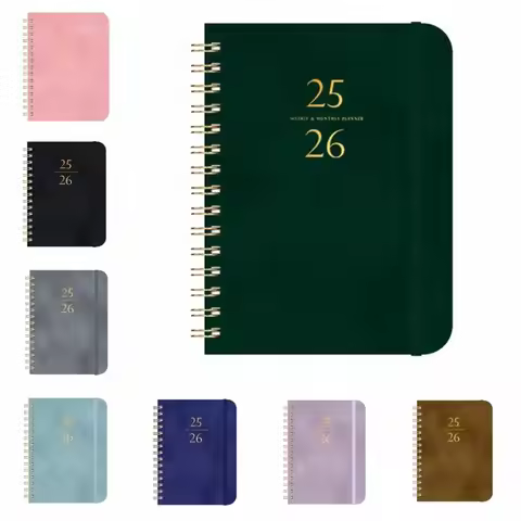A5 Planner 2025-2026 Weekly and Monthly PU Leather Cover 2025-2026 Planner Inner Pocket Daily Schedu