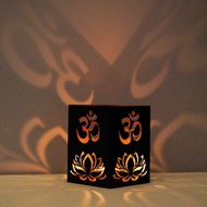 Diwali Iron Projection Candle Holder Deepavali Candlesticks Diwali Crafts Deepavali Decoration Item for Bedroom Bar Decoration Ornament