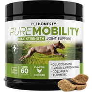 PetHonesty PureMobility Glucosamine for Dogs Advanced Hip &amp; Joint Chews &amp; Pet Joint Support 60ct