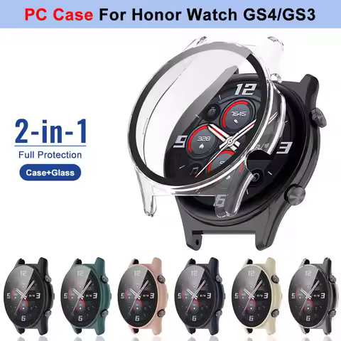 For Honor Watch GS4 GS 4 PC Protective Case For Honor Watch GS3 Tempered Glass Full Screen Protector