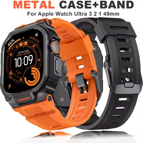 Case+Strap for Apple Watch Ultra 3 2 49mm Modification Kit Strap Iwatch Ultra 3 2 1 49mm Silicone Br