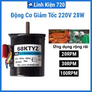 Động cơ giảm tốc 220VAC 28W motor 68KTYZ trục 7mm 20RPM/30RPM/100RPM chế máy quay thịt máy công nghi