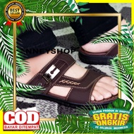 Lebey VIRAL Cool Sandals/davis03 Sandals For Adult Men Comfortable And Millennial slop model Upper Leather flip flop lebaran Cool Men's slide flip flop Lightweight