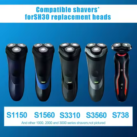 6pcs SH30 50 70 90 Replacement Head Compatible with Philips Norelco Series 3000/2000/1000