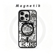 Magnetic Graffiti Modern Black Casing Samsung A07 A27 A17 A37 A57 5G A27 A06 A56 5G S24 Ultra S26 Ul