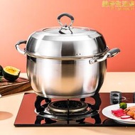 不鏽鋼鍋家用湯鍋蒸鍋一體蒸煮鍋小型蒸籠單雙層電磁爐瓦斯爐專用