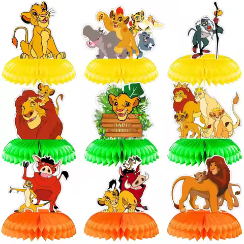 Lion King Honeycomb Centerpieces, 9PCS Simba Table Decorations, Lion King Themed Party Supplies for 
