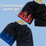 5 pcs fire pattern shorts made of lotto material, comfortable for beach