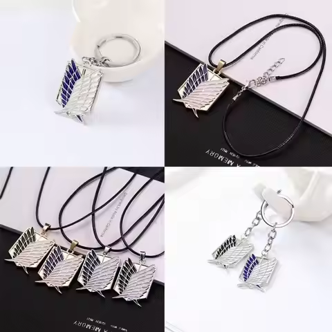 1 Pair Anime Attack on Titan Wings of Freedom Investigator Logo Alloy Pendant Jewelry Necklace Party